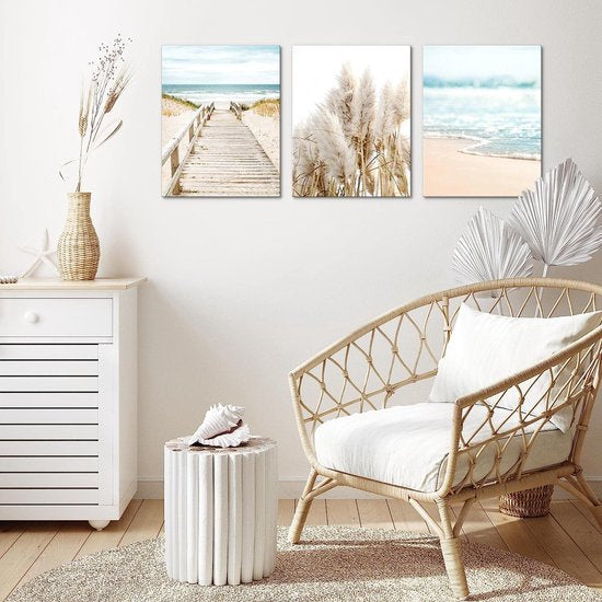 Zee - 90 x 40 cm - Meteen ophangen - muurdecoratie - wanddecoratie - muurdecoratie woonkamer - wanddecoratie woonkamer - muurdecoratie canvas - canvas schilderijen woonkamer - canvas schilderijen slaapkamer - muurdecoratie