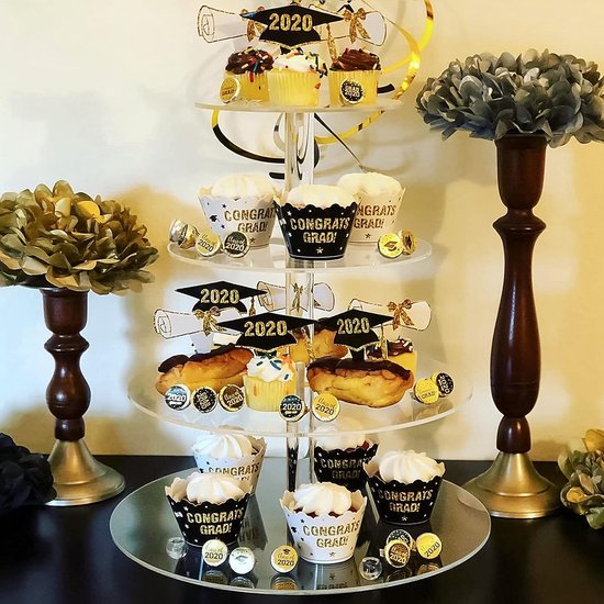 4-laags cupcakestandaard acryl dessertstandaard helder met ronde basis voor bruiloft verjaardagsfeestje 15,7 inch