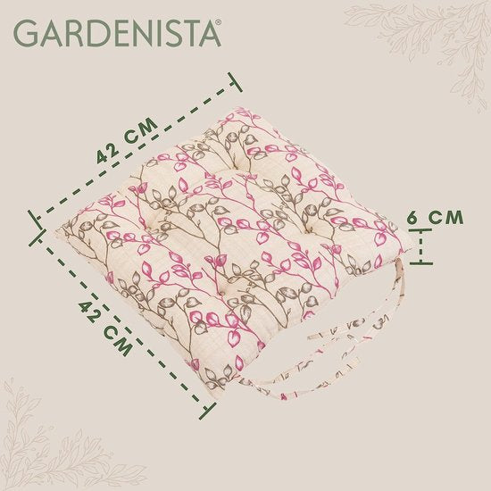 Zitkussen voor tuinstoel, bedrukt met waterafstotend behandeld canvaskatoen, antislip met bandjes om aan te binden, stijlvol kussen, wit outdoor patio-touch