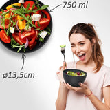 Bowl Mueslikommen, set van 12, onbreekbaar, 750 ml dessertkommen, soepkommen, kommen en kommen set van kunststof (antraciet zwart, 12 x 750 ml)