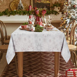 Kerstmis grijs tafelkleed, sneeuwvlokken waterdicht tafelkleed vierkant lotuseffect, bloemen wasbaar kreukvrij tafelkleed voor vakantie diner party, 140 x 140 cm
