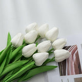 10 stuks kunstbloemen kunsttulp voor bruiloftskamer, thuis, hotel, party, decoratie en doe-het-zelf decoratie (wit 33 cm)