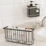 Easygood Opbergmand voor kast, set van 2 opbergmanden, wandmontage met zelfklevende pads, zwart (2 stuks)