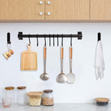 Haaklijst keuken, zelfklevende keukenhakenlijst met 8 beweegbare haken, ruimtebesparende gebruiksvoorwerpenhouder zonder boren, wand-accessoirehanger voor keuken, badkamer, slaapkamer (zwart)
