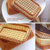 2 stuks gevlochten gevlochten fruitbrood, opbergmand rotan geweven mand voor eetkamer, woonkamer en keuken (30 x 20 x 7 cm)