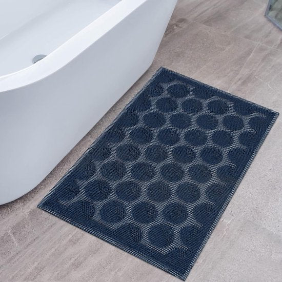Antislip badmat blauw, stippen, design, badmat, katoen, badkamertapijt, douche, badkamer, keuken, slaapkamer, 2 stuks - 40 x 60 cm