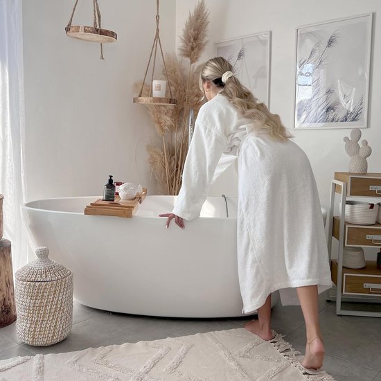 Badjas van katoen, verschillende maten, wit, kimonostijl