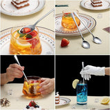 Lepel met lange steel, koffieroerder, premium roestvrijstalen koffielepel, ijslepel, cocktailmenglepel, theelepel, set van 8 (zilver)