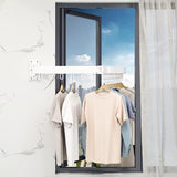 Uittrekbaar wandkledingrek, opvouwbaar intrekbaar draaibaar kledingrek met 18 haken, drievoudig kledingrek met handdoekhouder voor balkon, badkamer, slaapkamer