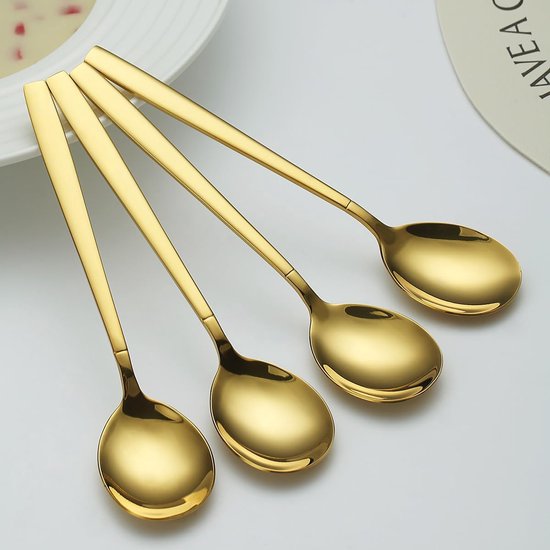 Regenboogsoeplepel, 12 stuks, titanium kleurrijk gecoat, moderne roestvrijstalen tafellepel, ideaal voor thuis, toiletkamer, hotel, bruiloft en feest, vaatwasmachinebestendig