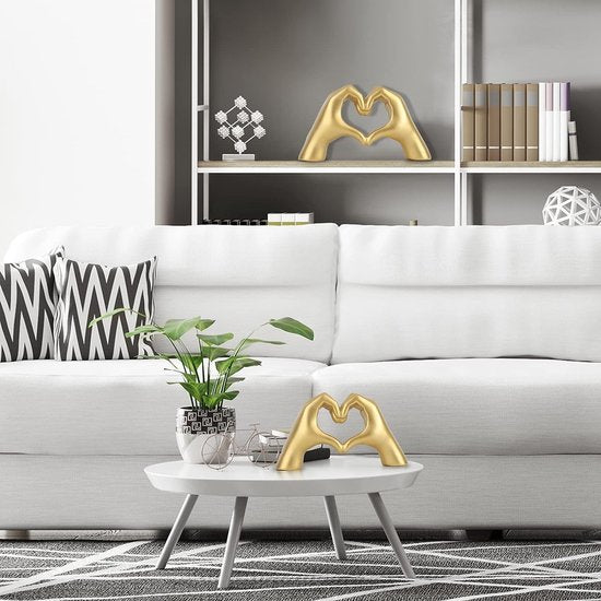 Gouden gebaardecoratie, liefdesvingerstandbeeld modern, moderne kunstsculptuur gepersonaliseerde vingerhuisdecoratie, creatieve bruiloft thuis desktopdecoratie