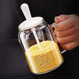 Kruidenpot met lepel, zegel, suiker kom, zout shaker, huishoudelijke kruiden fles, 380 ml, wit