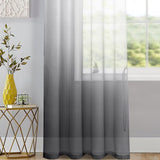 Ombre-gordijnen met oogjes kleurverloop voile pure gradiëntgordijnen set van 2 voor slaapkamer en woonkamer lusgordijnen met striksluitingen 225 x 140 cm (h x b) grijs