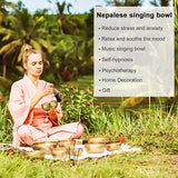 UNIDEAL Tibetaanse klankschaalset, Singing Bowl uit Tibet met klepel en klankschaalkussen, wordt geleverd met 2 belofte koperen ornamenten, handgemaakt in Nepal, voor yoga meditatie, ontspanning
