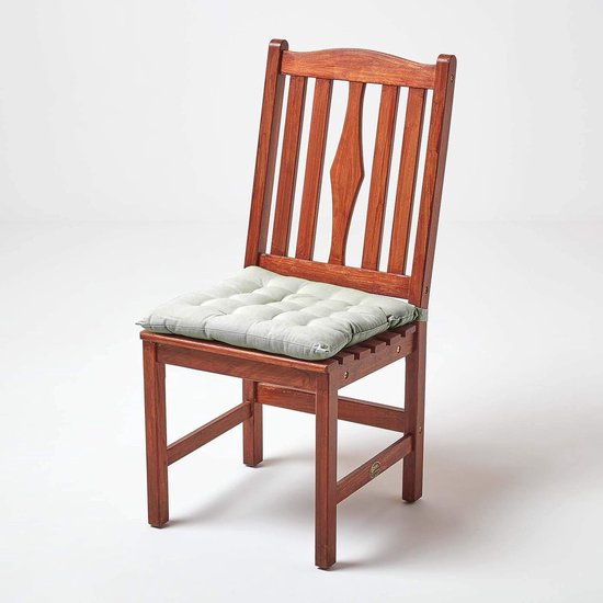 Set van 4 stoelkussens 40 x 40 cm, grijs, zitkussen met bandjes en knoopsluiting, effen kussens voor stoelen met overtrek van 100% katoen en zachte polyester vulling, lichtgrijs