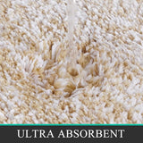 Badmat set van 3 ultra dik badtapijt met antislip bodem absorberende badkamermatten en voetstukmatset, gemakkelijk schoon te maken machinewasbaar toilettapijt (beige)