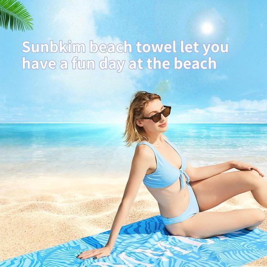 Strandhanddoek, groot, microvezel handdoek, 180 x 90 cm, zandafstotend, sneldrogend, microvezel, strandhanddoek, groot, voor strand/zwembadzijde/strandstoelen (zwemmer-blauw)