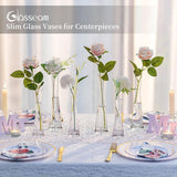 Bloemenvaas, modern, glazen vazen, smal: 3-delige 20 cm hoog, blomus vaas, glas, set, handgemaakte smalle vazen, tafeldecoratie, woonkamer, eettafel, tulpenvaas, decoratieve vaas voor