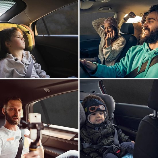 Universele zonneklep, autonet, zonwering voor baby's met gecertificeerde UV voor zijruiten, mesh-materiaal, beschermt passagiers, kinderen en huisdieren (XL)