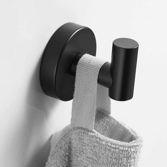 Handdoekhaak voor badkamer Enkele kapstok RVS Wandmontage Toilethoek Moderne haak voor keuken Matzwart Leekayer