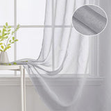 Gordijnen met plooiband, voile, gordijnen voor woonkamer, transparante gordijnen, slaapkamer, moderne vitrage, set van 2, 140 x 245 cm (b x h), grijs