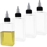 4-pack kleine campingoliedispenserflessen, 100 ml lekvrije knijpkruidenfles met schroefdop, doseerflessen voor buiten voor olie, soja, saus, azijn, 4 stuks