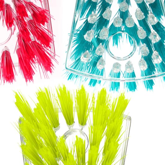 3 x borstel voor het huishouden, schuurborstel voor het reinigen, harde wortelborstel, schrobborstel, poetsborstel, keuze uit verschillende kleuren, geel/rood/turquoise, zonder handvat