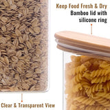 Set van 6 voorraadpotten met deksel, rechthoekig, 1000 ml/280 ml/220 ml, glazen voorraadpotten, kruidenpotjes met houten deksel, opbergpotten voor specerijen, pasta, meel, cornflakes