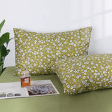 Set van 2 kussenslopen, 100% katoen, 400 draad, ademende kussenovertrek, hoofdkussensloop, gebloemd groen, 50 x 75 cm