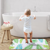 Antislip kinderbadmat, 100 x 40 cm, groen blad afbeelding badmat met 200 zuignappen, antislip, schimmelbestendig, machinewasbaar