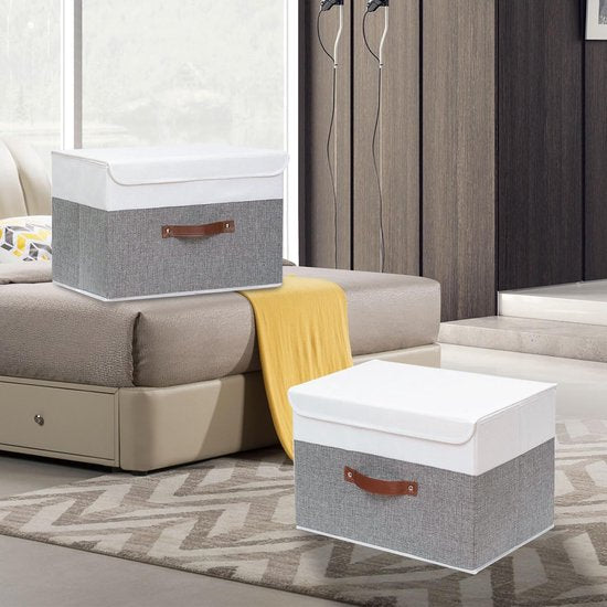 Opbergdozen met deksels, 3-pack, opvouwbare opbergbak met handvat, voor het, 45x30x30cm