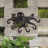 Octopus kapstokken, rustieke kapstokken, gietijzeren muurhaken met schroeven, kapstokken muur om op te hangen, kleding, sleutels, hoeden, tassen, donkerbruin