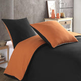 Beddengoed, 135 x 200 cm, 4-delig, zwart, koper, ademend, renforcé beddengoedset met 2 x dekbedovertrek 135 x 200 cm + 2 x kussensloop 80 x 80 cm, zwart, koper