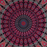 Mandala Wandkleed, Indiaas, bohemian orange psychedelic, bloemenmotief, boho