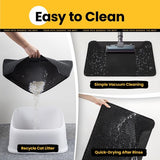 Kattenbakmat, hoogwaardige dubbellaagse waterdichte kattenmat, honingraatpatroon om de strooiverdeling te regelen, eenvoudige reiniging voor de kattenbakmat (zwart, groot, 76 x 61 cm)