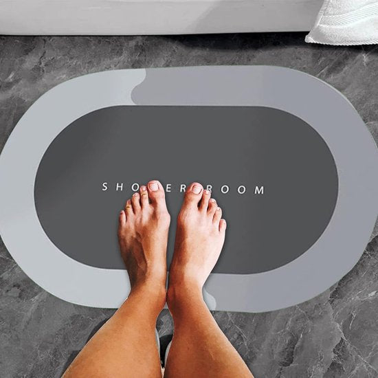 Super absorberende vloermat, 40 x 60 cm, antislip, sneldrogende badkamermatten, rubberen vloeren voor thuis, gemakkelijk te reinigen, badmat voor badkuip, wastafel (grijs)