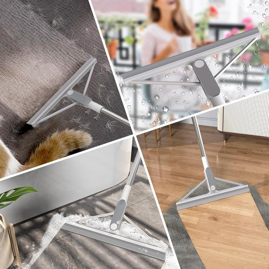 Siliconen waterschuiver vloer douchewisser met steel 156 cm vloertrekker douche raamtrekker grijs