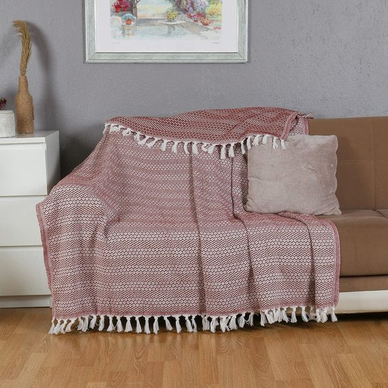 Dubbel dekbed, bruin, donkerbruin, katoen, bankdeken, knuffelige tv-deken, bankdeken, fauteuildeken, omkeerbare deken, bedsprei, bankhoes, zomerdeken, 200 x 230 cm.