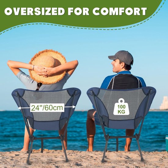 Opvouwbare campingstoel, ultralichte campingstoelen voor volwassenen, 100 kg draagvermogen, klapstoel, visstoel, opvouwbare campingstoel met draagtas voor picknick, buiten, wandelen, kamperen, tuin
