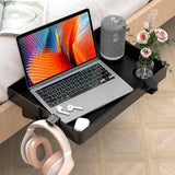 Inklapbaar nachtkastje, bedplank stapelbedrek voor studentenhuis, bedplank voor kinderen, met bekerhouder haken, 28,5 x 42 cm, zwart