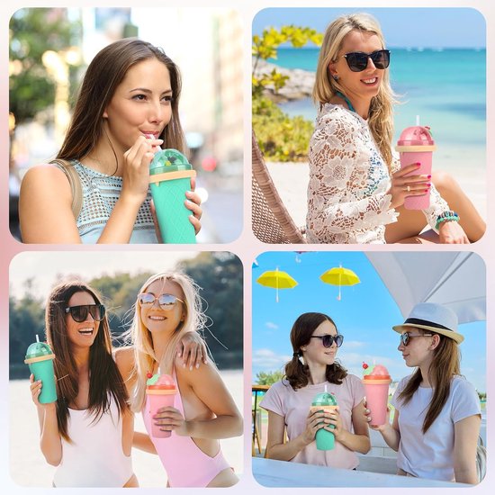 Teklemon Quick Frozen Slushy Maker, Milkshake Smoothie Cups, Magic Cup om in te vriezen, Herbruikbaar, DIY Homemade Smoothies Cup, Slushy Maker voor ijs, Milkshakes