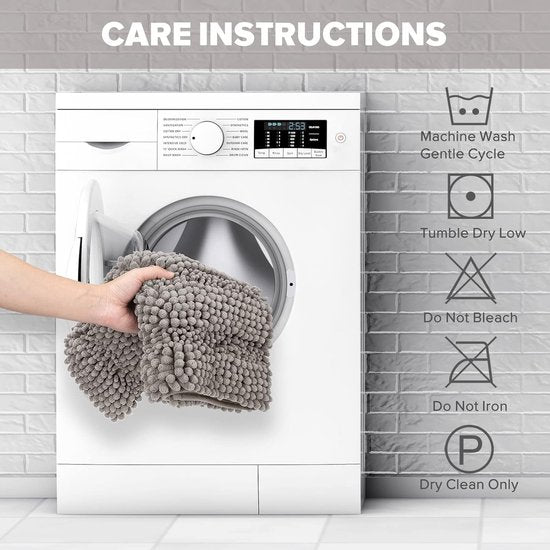 Badkamertapijt, antislipbadmat, wasbare badmat voor badkuip, douche en badkamer, toilet, microvezel, chenille, absorberend, 43 x 61 cm (lichtgrijs)