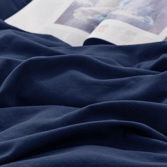 Beddengoed, 155 x 220 cm, blauwe dekbedovertrek, beddengoedsets 155 x 220 cm met 80 x 80 cm kussensloop, microvezel beddengoedset met ritssluiting voor eenpersoonsbed.