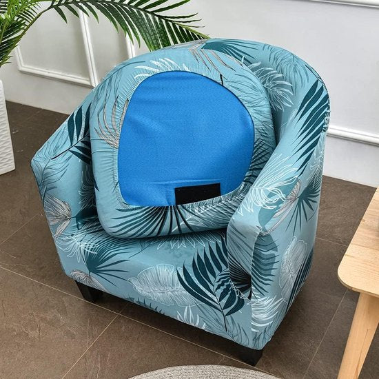 Pack of 2 Armchair Covers with Elastic Stretch Cover, Club Chair Protective Cover Sofa Cover with High Stretch Armchair for Club Chair Lounge Chair Cocktail Chair (Blue Leaf)