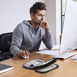 Kabeltas, organizer voor elektronica-accessoires, draagbare kabelorganizer, dubbele kabeltas voor elektronische accessoires, USB-powerbank, SD-kaart, oplaadkabel, 18 x 10 x 5,6 cm, zwart