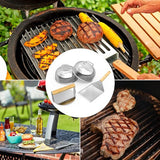 Roestvrijstalen grillbestek, 4-delige grillkoffer, set met ronde hamburgerpers, grillspatel, 2 hamburgerkoekjes, barbecue-accessoires voor heerlijke hamburgers, patties, spek, steak, voor buiten en binnen.
