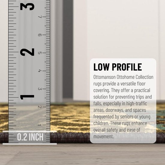 Ottohome-collectie, eigentijdse antislip kamertapijt in damast-design, bruin, 100 x 150 cm