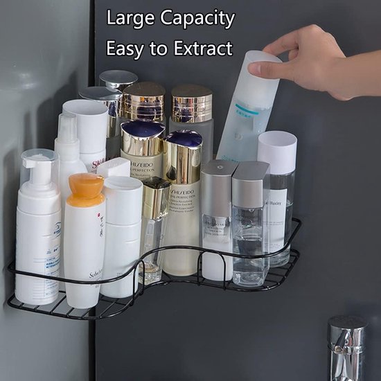 2 stuks hoekdoucheplanken, douchemand zonder boren, hoekplank, doucheplank, wandmontage, sponshouder, badkamerplanken, voor badkamer/keuken