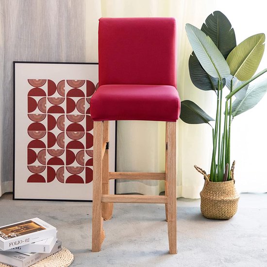Stoelhoezen, Set met 2 Stretch barkruk covers, afneembare wasbare stoelhoes, Decoratie, Stoelhoes, barkruk, Stoelhoezen Voor Pub, Combinatieapparaat, Bar, Café, rood, 2 stuks