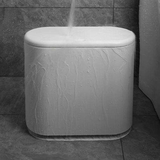 Plastic afvalbak van 2,2 gallon/10 liter met drukdeksel, ovale smalle prullenmand, prullenbak, badkamer, prullenbak voor woonkamer, slaapkamer, keuken, kantoor, gemakkelijk schoon te maken, wit.